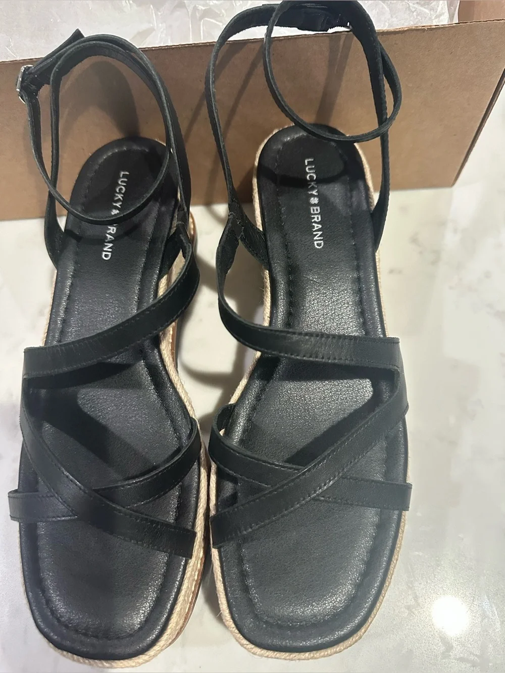 Lucky Brand Carolie Strappy Espadrille Wedge Sandals Size 9.5